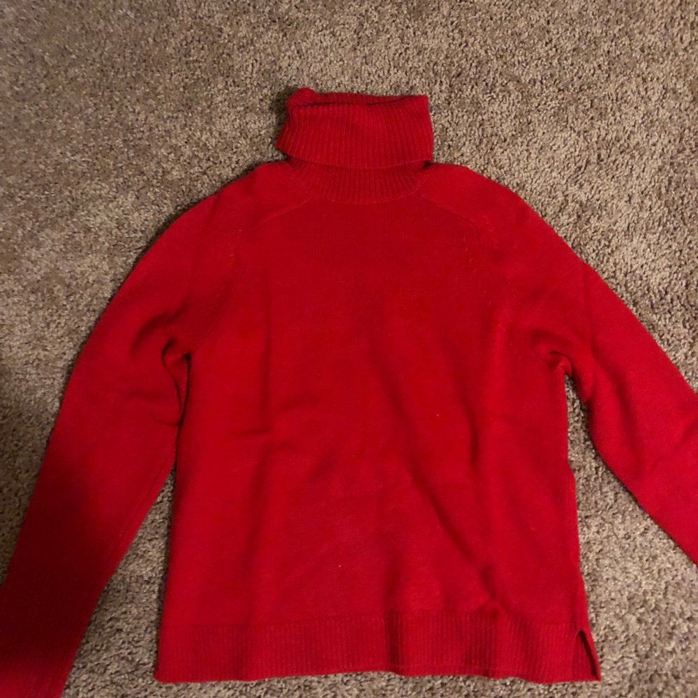 JCREW RED TURTLE NECK SWEATER